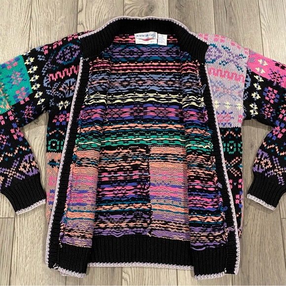 Vintage Northern Isles HandKnitted Cardigan Women’s Size S Rainbow Retro Sweater - Picture 4 of 16